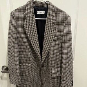 MANGO Houndstooth Justice Blazer with button detail